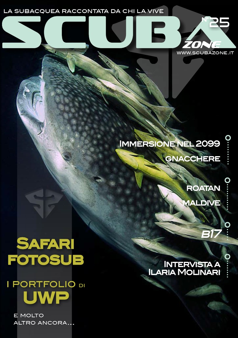 La copertina della rivista SCUBAzone di Febbraio 2016